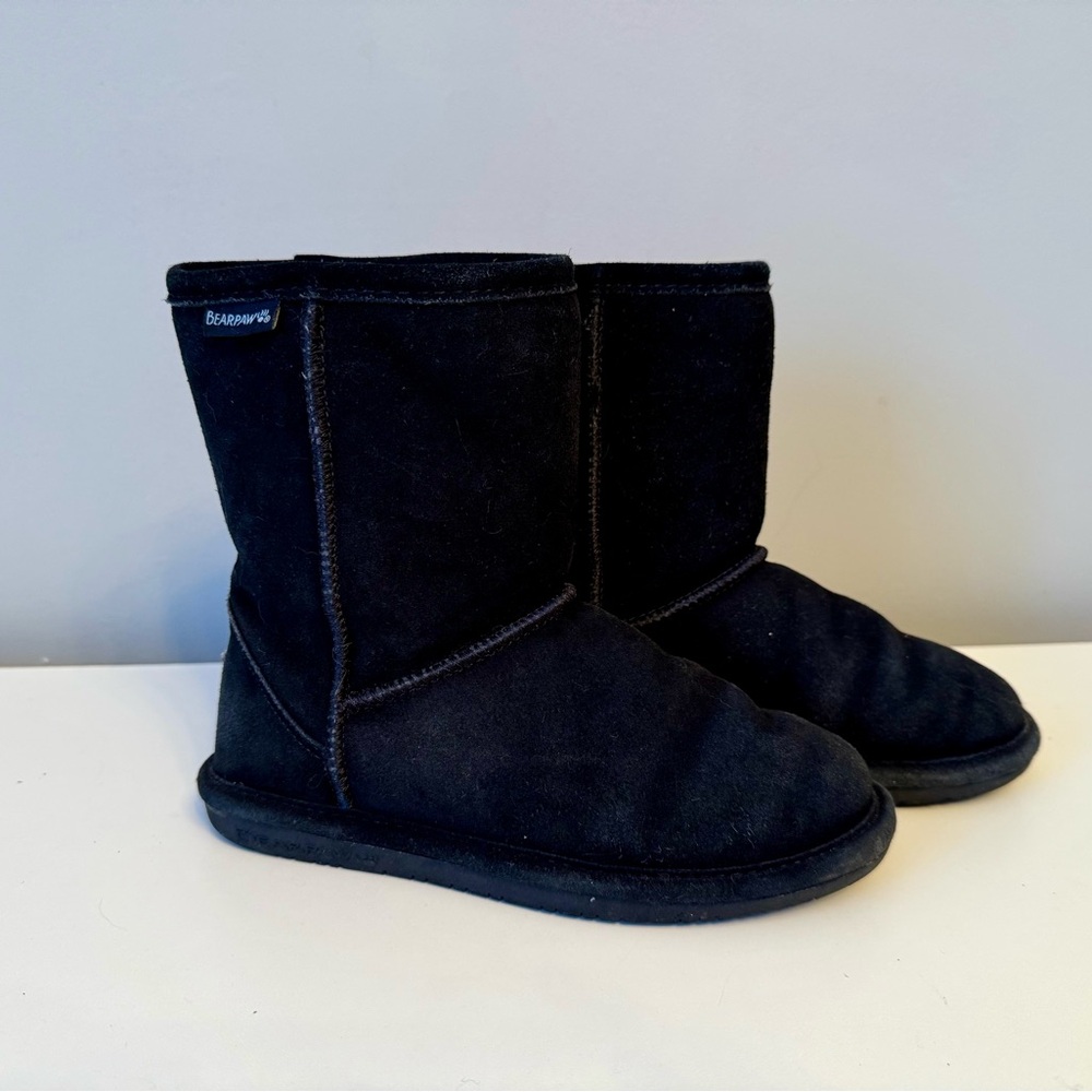 BearPaw Elle Zip Short Water Resistant Boot Little Kid Black Boots Sz2